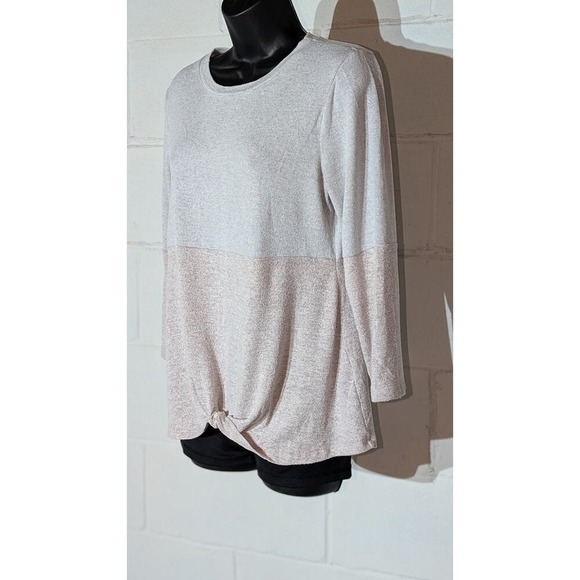 Chance or Fate Knot Front Top Long Sleeve Color Block Lightweight Sweater Small - Picture 2 of 5